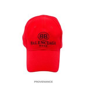 🔴 Balenciaga BB Logo Mode Embroidered Cap Hat - Red